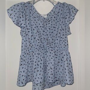 Sienna Sky Blue Floral Print Blouse